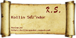 Kollin Sándor névjegykártya